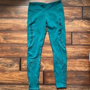 Fabletics Teal Mesh-Side Leggings - Size XS